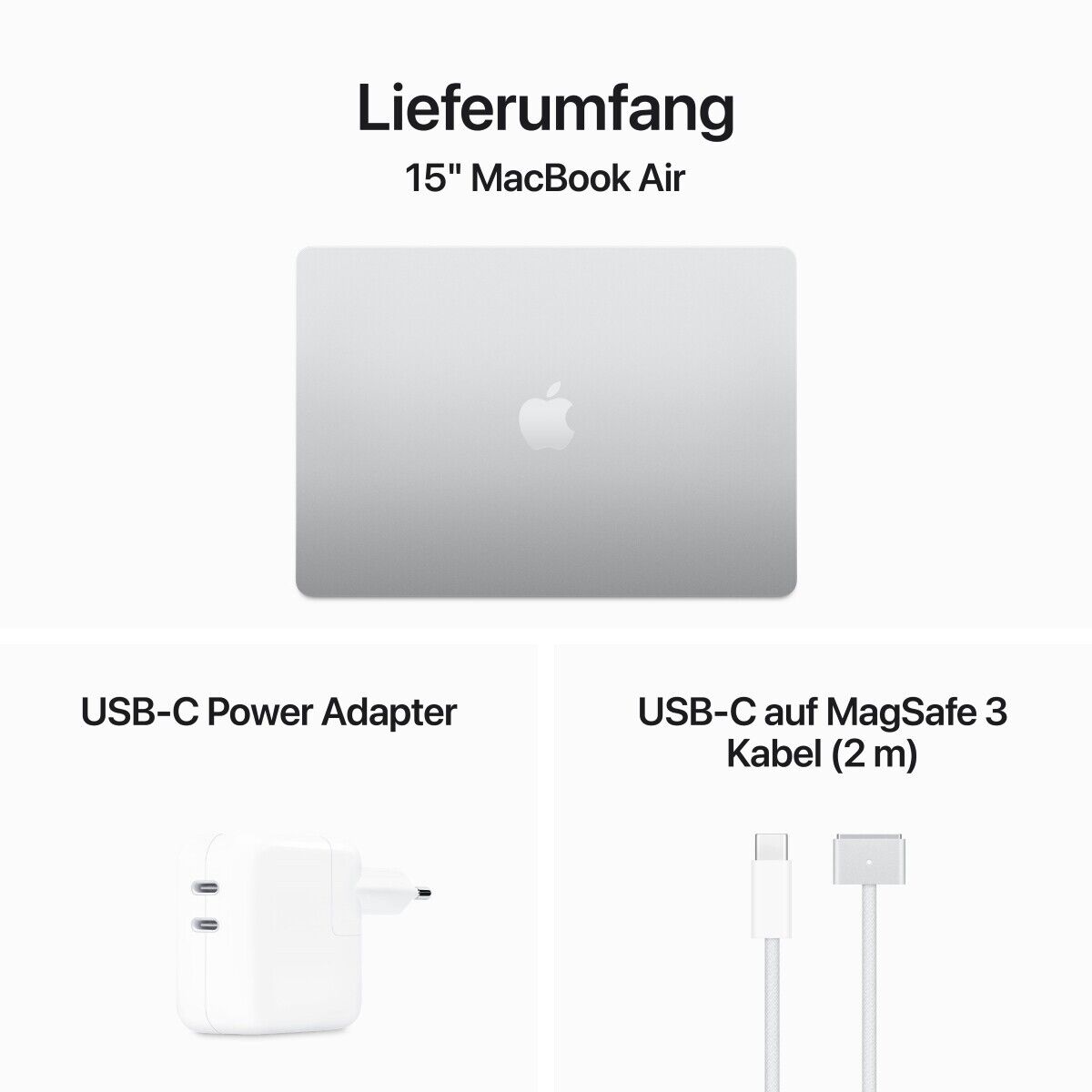 NBB - notebooksbilliger Laptop Apple MacBook Air 15" M3 MRYP3D/A Silber Apple M3 8-Core CPU, 8GB RAM, 25 Blitzangebot
