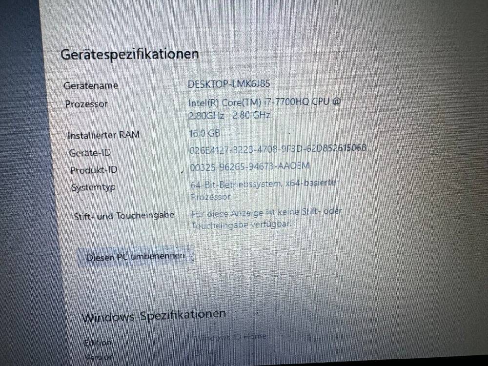alvesat ASUS ROG Gaming Laptop Intelcore i7-7700HQ 16GB RAM 120GB Auslauf