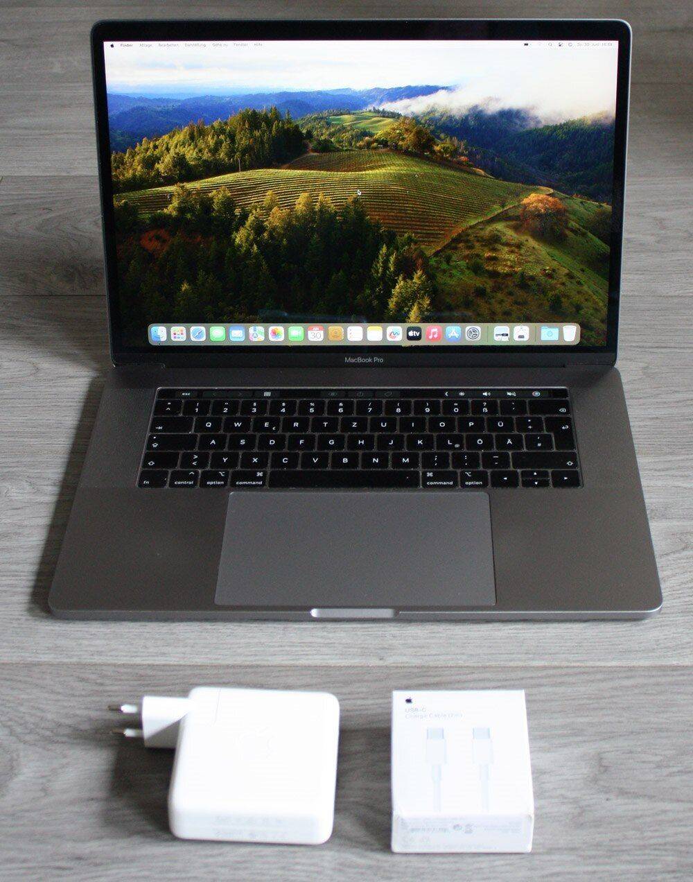 7days-Hardware Used IT Components Apple MacBook Pro 15 mid 2018 i7-8850H 16GB 6x 2,6GHz 512GB SSD WLAN BT Sonoma