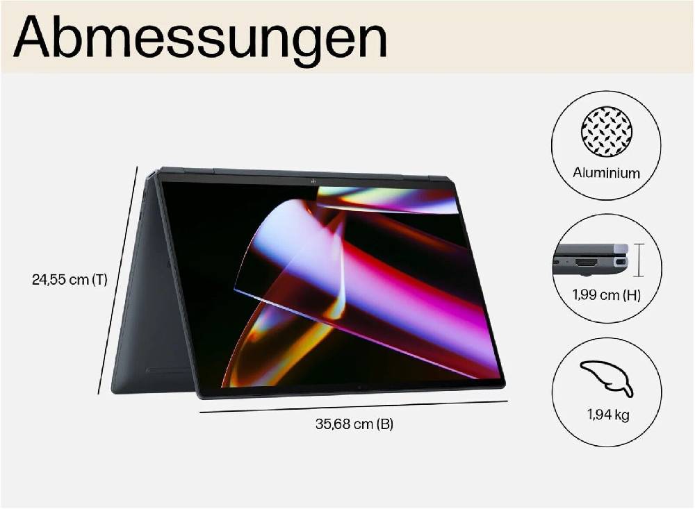 fa.evisis HP Spectre Notebook x360 16-aa0770ng Intel u7 16" 2.8k OLED TOUCH 32GB 2TB Stift Günstiger Verkauf