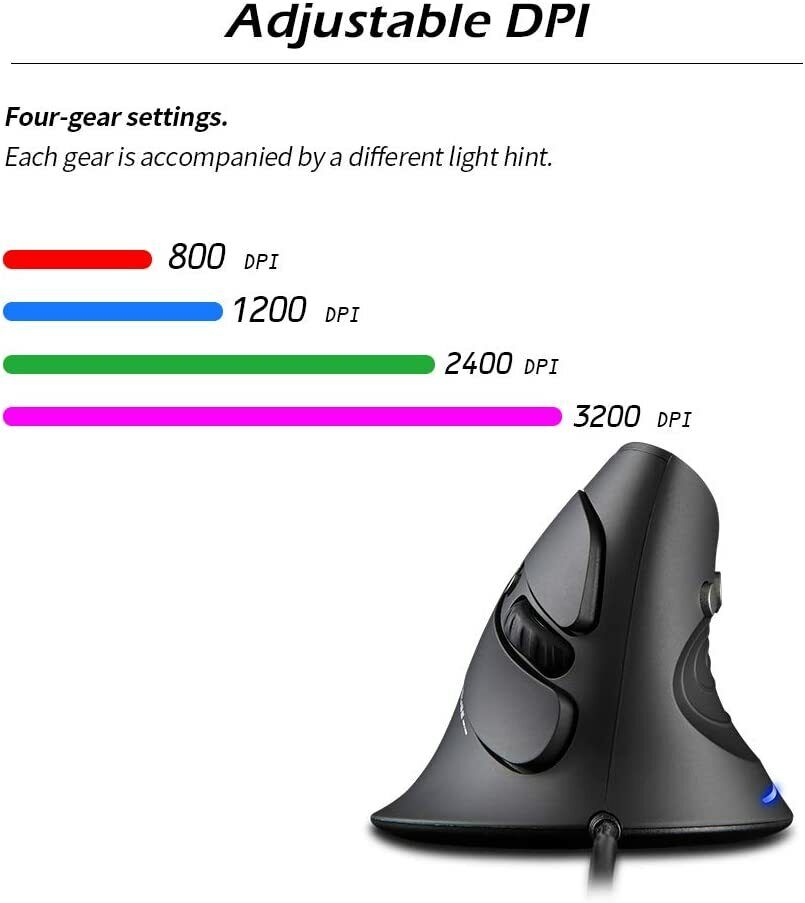 limi-electronics Gaming Maus vertikale 6 Tasten 3200DPI MSDS USB Gamer Mouse 7 Farbe PC Computer Valentinstagsangebot