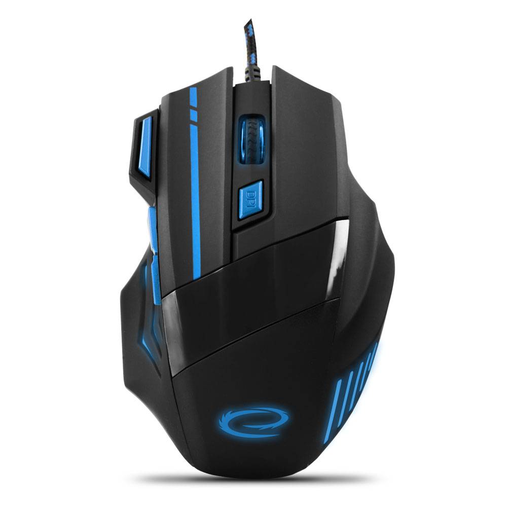 itenga Gaming Maus 7 Tasten PC 2400 DPI USB Schutzkabel Gamer ergonomisch grün rot blau Top Angebot