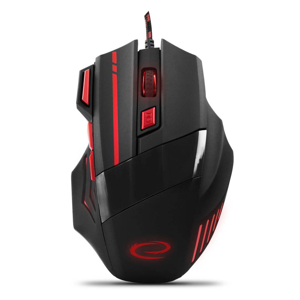 itenga Gaming Maus 7 Tasten PC 2400 DPI USB Schutzkabel Gamer ergonomisch grün rot blau Top Angebot