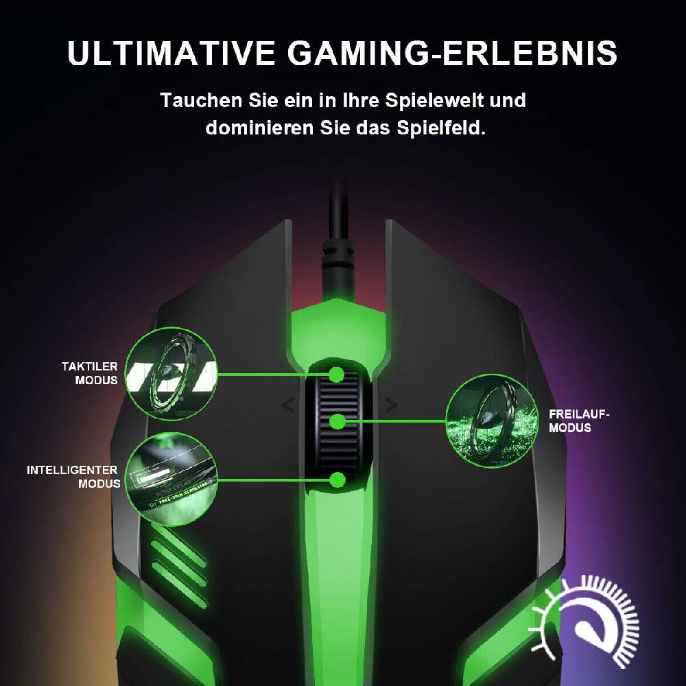 mulisoft de Gaming Maus Optische USB Gamer Mouse 2400DPI Beleuchtet PC Computer Ergonomic Neueste Mode