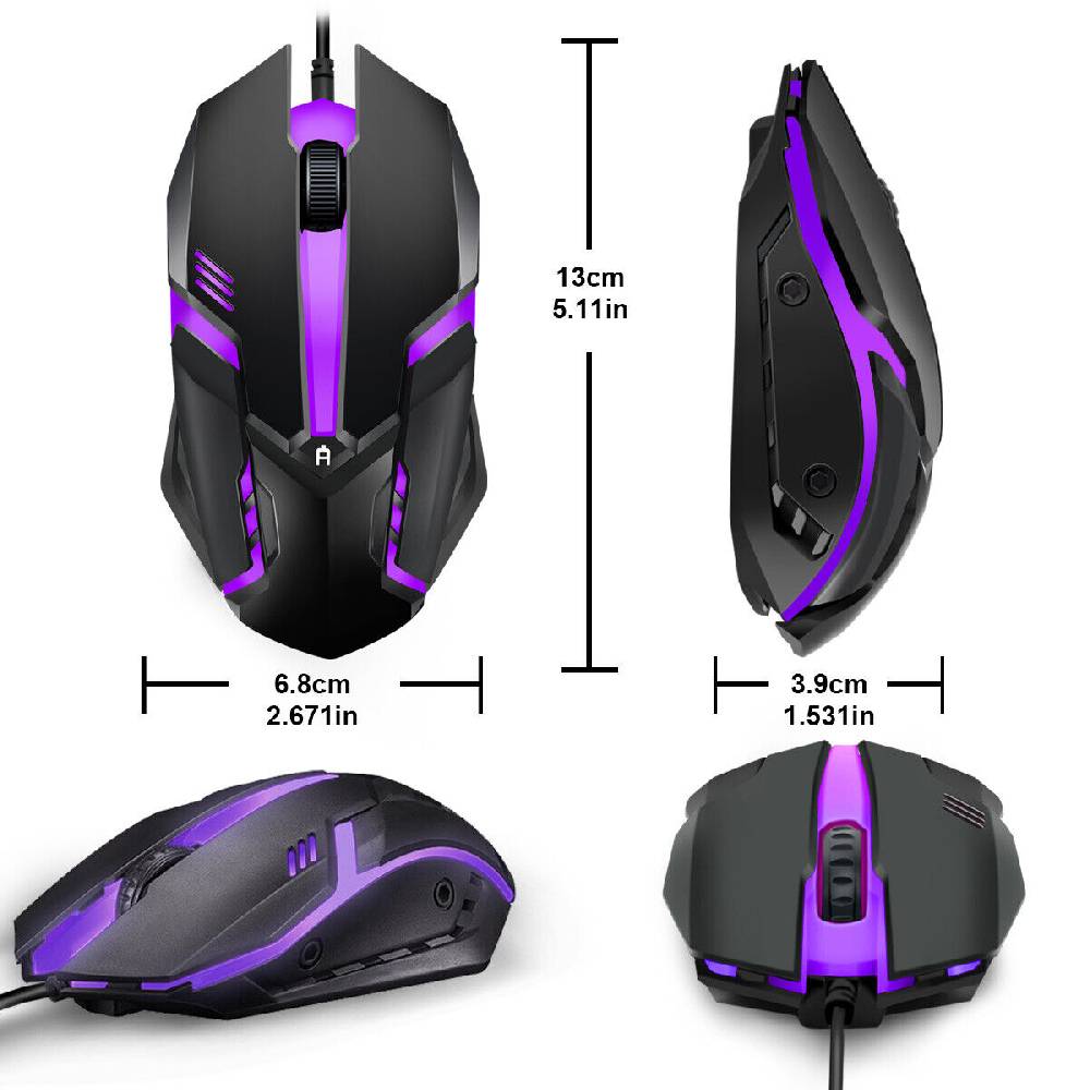 mulisoft de Gaming Maus Optische USB Gamer Mouse 2400DPI Beleuchtet PC Computer Ergonomic Neueste Mode