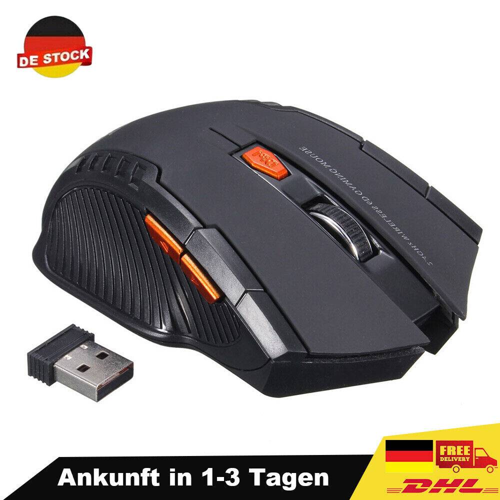 koodar Funk Maus Gaming Kabellos Wireless Mouse Für PC Laptop Schwarz Grau Rot Blau USB