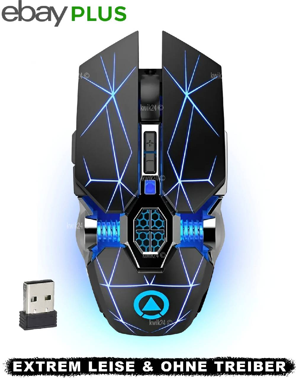 KWIK Gaming Maus Kabellos RGB USB Wireless PC Mouse Notebook Laptop Aufladbar