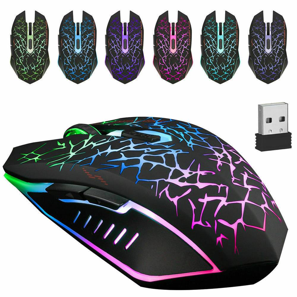 rxfuntool USB Wireless Kabellose Maus PC Gamer Mouse Laptop Funkmaus RGB Gaming Mouse Rf