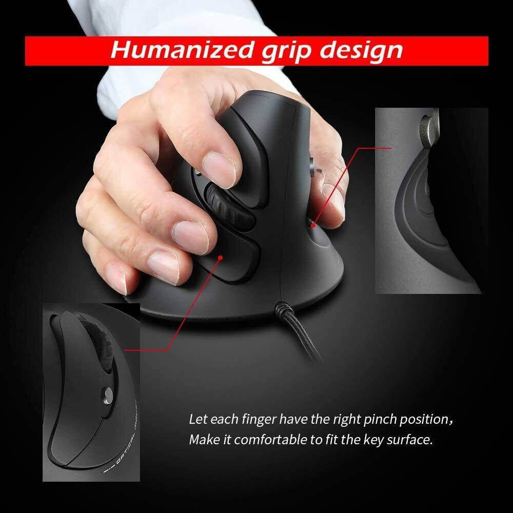 limi-electronics Gaming Maus vertikale 6 Tasten 3200DPI MSDS USB Gamer Mouse 7 Farbe PC Computer