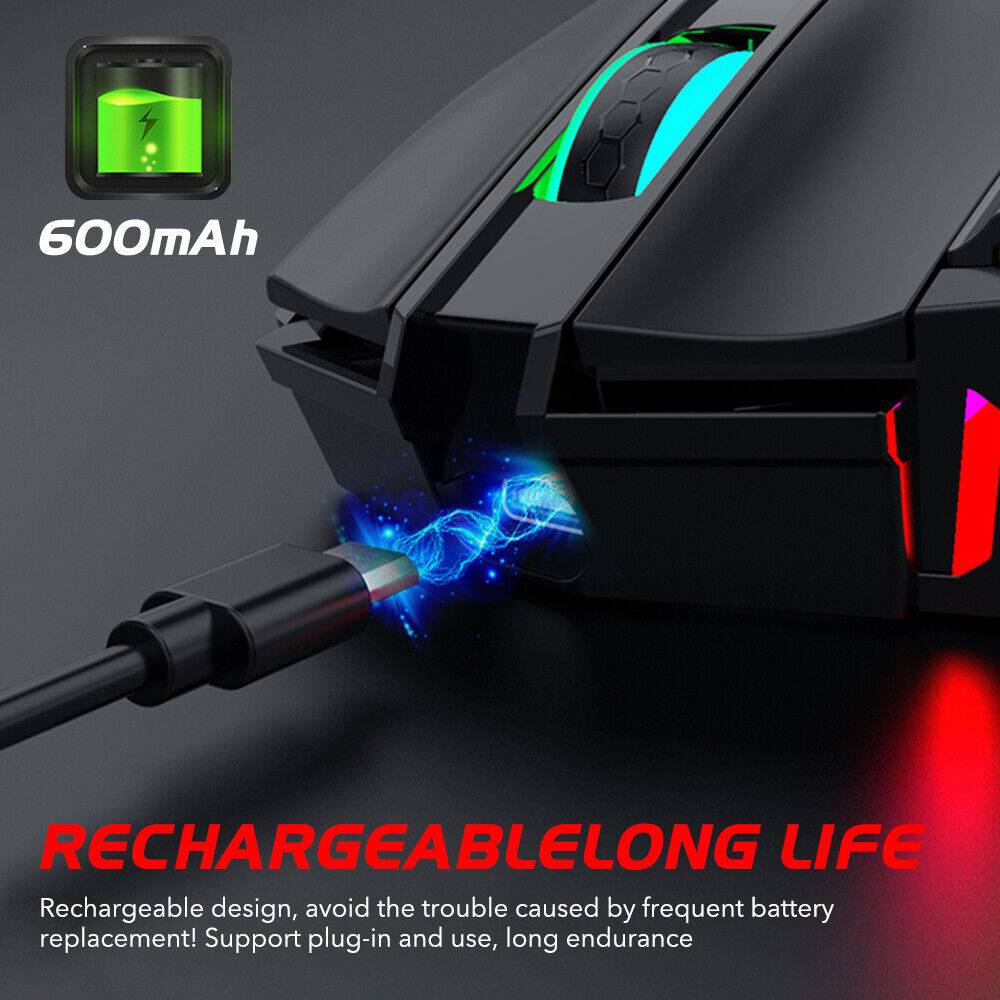 monibloomi PC Gaming Maus Kabellos USB RGB LED Wireless Mouse For Computer Notebook Laptop Letzte 3 Tage