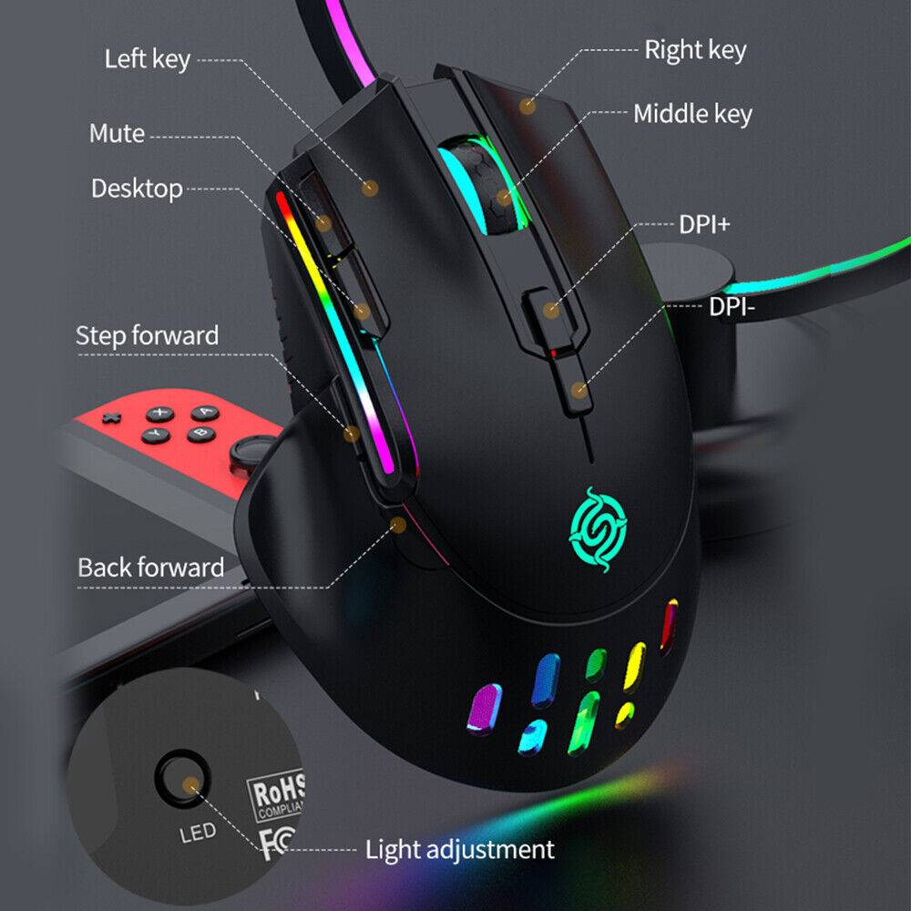 monibloomi PC Gaming Maus Kabellos USB RGB LED Wireless Mouse For Computer Notebook Laptop Letzte 3 Tage