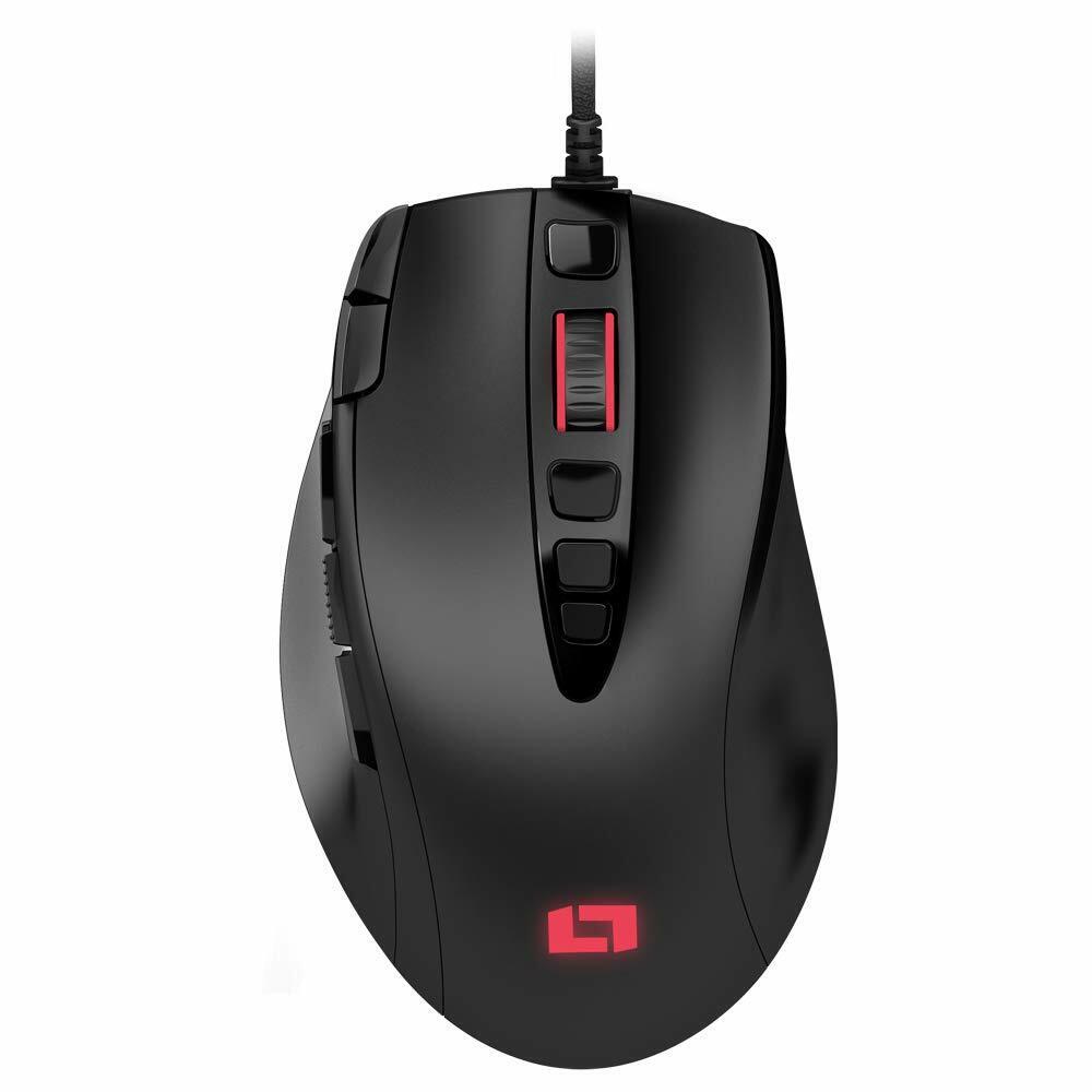 giga.store Lioncast LM25 PC LED Gaming Maus mit 13 Programmierbaren Tasten, RGB, PMW3360