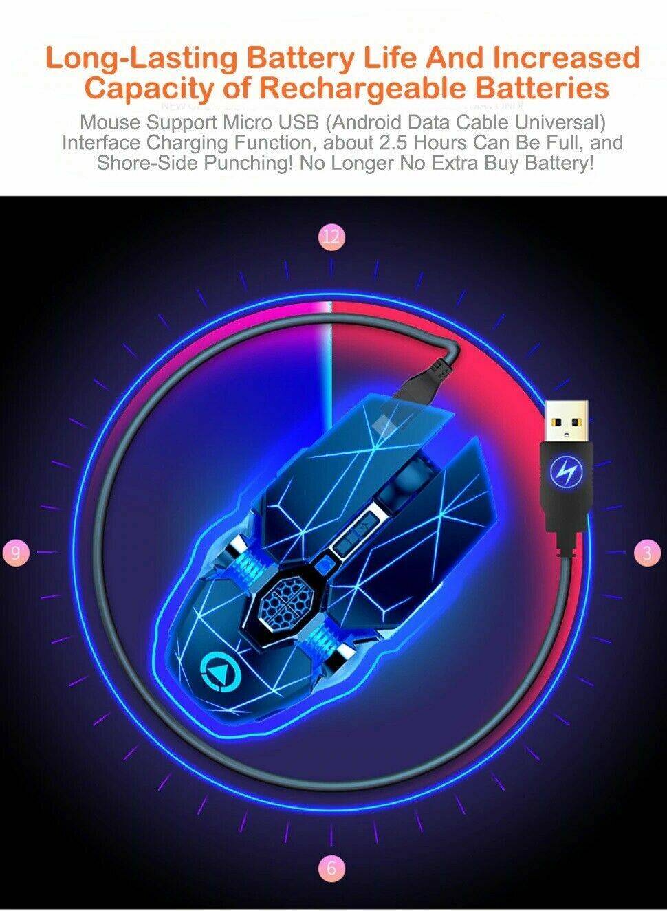 grossladen2019 Gaming Maus USB Gamer Mouse PC Wireless Maus Notebook Laptop LED Maus DE Begrenzt auf 3 Tage