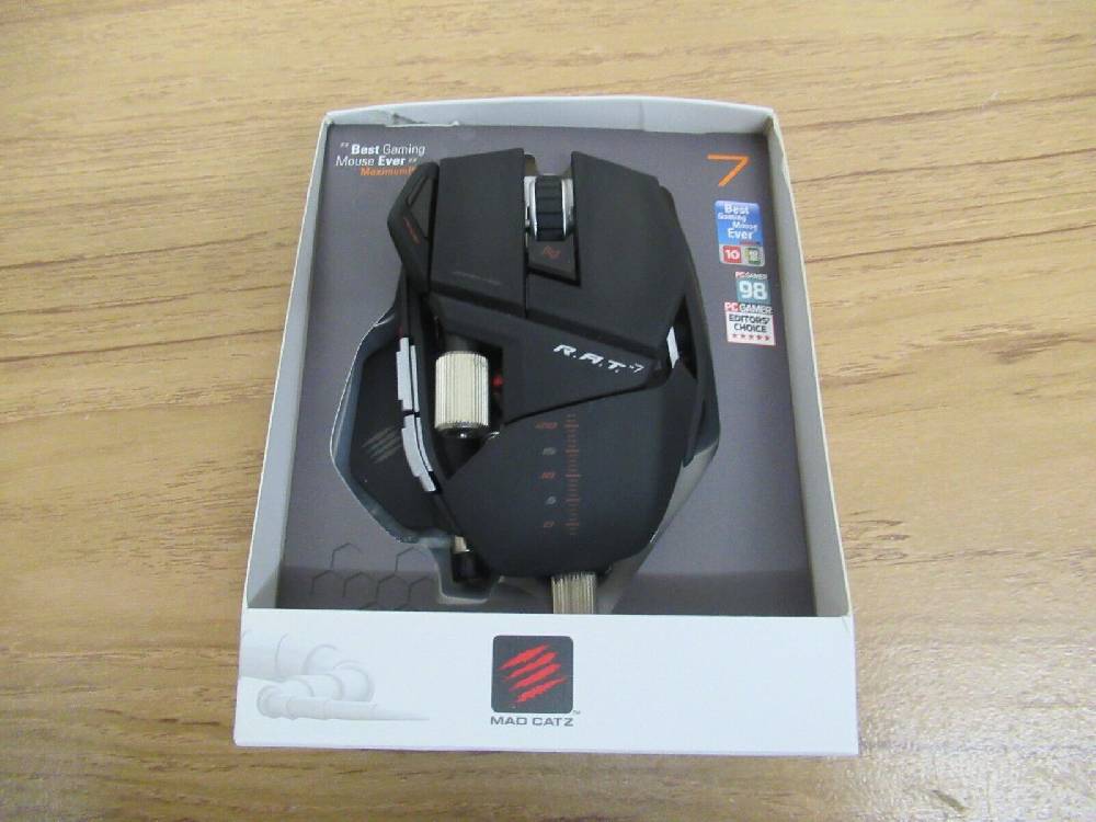 wolfsoft_gmbh Mad Catz R.A.T. 7 GAMING Maus RAT 7 Optical Sensor 6400DPI mit Gewichten schwarz Black Friday Preise
