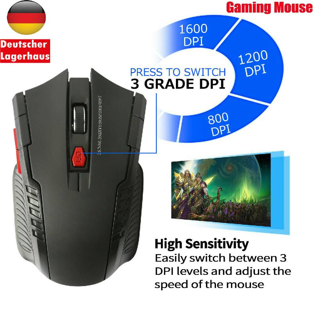 squirrel-Store Mini 2.4 GHz Wireless Funk USB-Maus Gaming kabellos schnurlos For PC Laptop DE