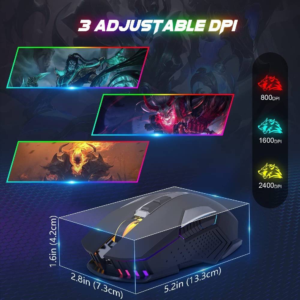 mambasnake-game Drahtlose 2,4G-Gaming-Maus wiederaufladbares LED-Licht 2400 DPI, für PC PS4 Xbox Hotsell