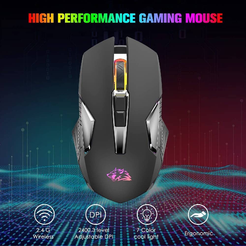 mambasnake-game Drahtlose 2,4G-Gaming-Maus wiederaufladbares LED-Licht 2400 DPI, für PC PS4 Xbox Hotsell