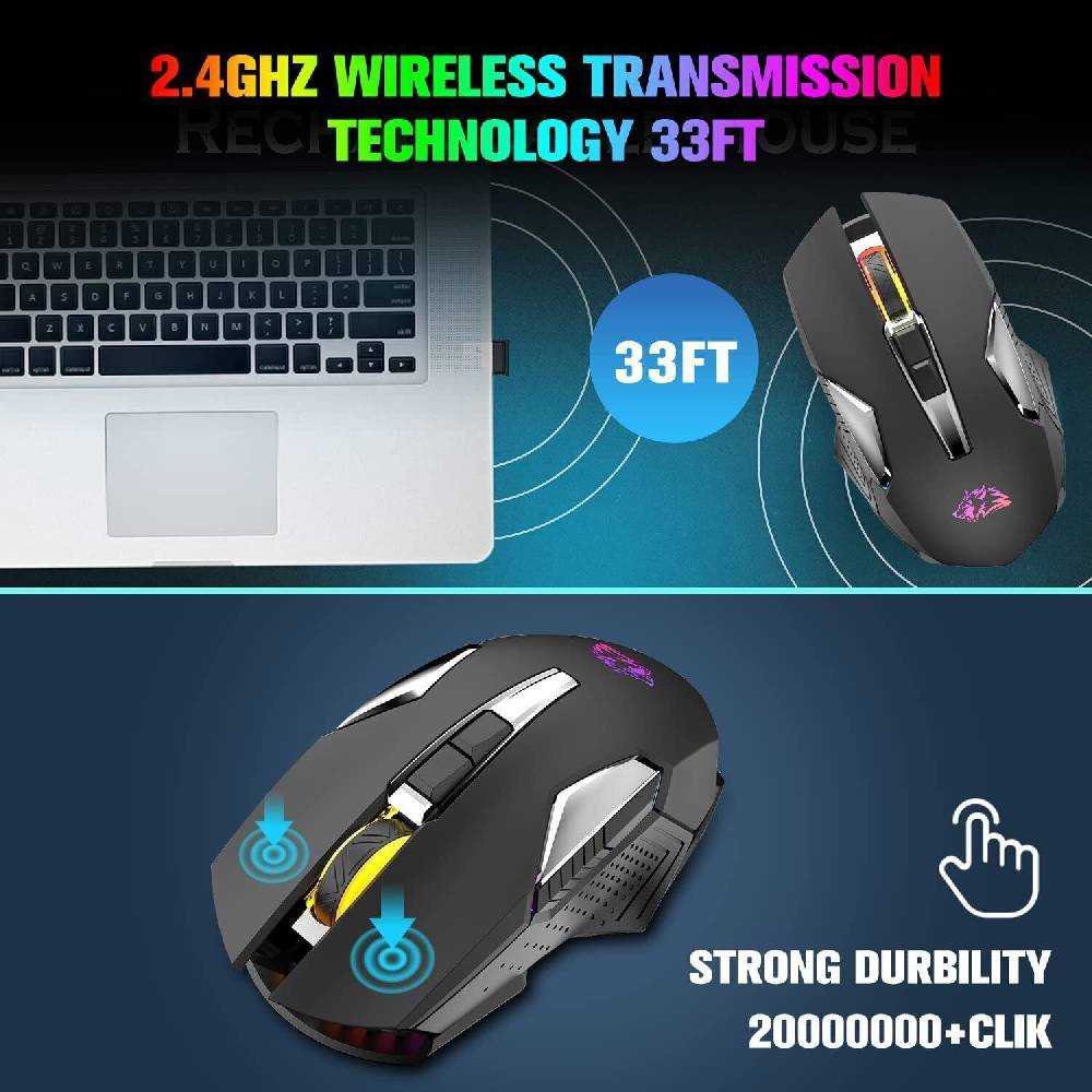 mambasnake-game Drahtlose 2,4G-Gaming-Maus wiederaufladbares LED-Licht 2400 DPI, für PC PS4 Xbox Hotsell