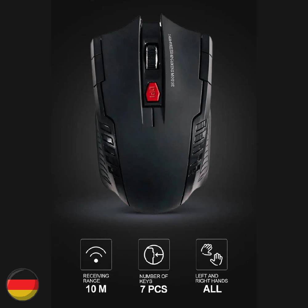 SMHPOT Computer Maus 6 Tasten PC kabellos USB Gaming Gamer LED RGB 1600dpi SCHWARZ