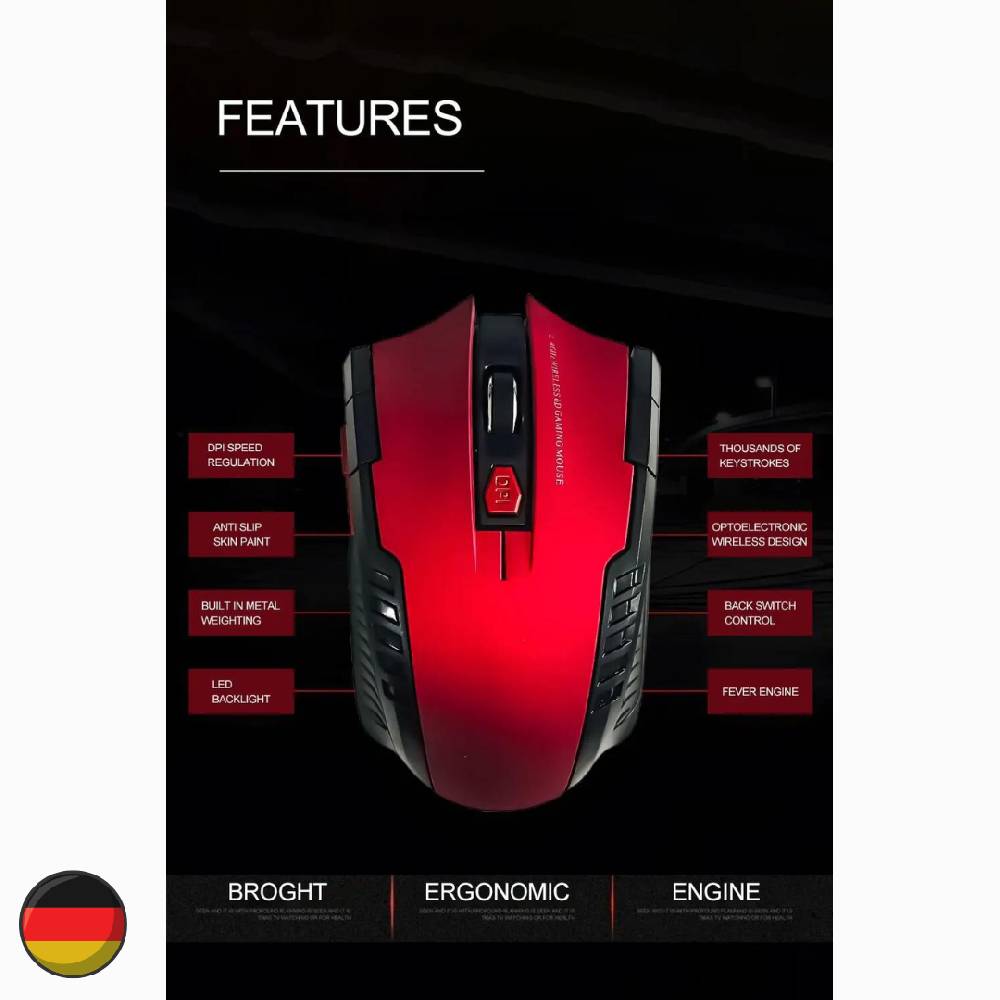 SMHPOT Computer Maus 6 Tasten PC kabellos USB Gaming Gamer LED RGB 1600dpi SCHWARZ Fabrikverkauf
