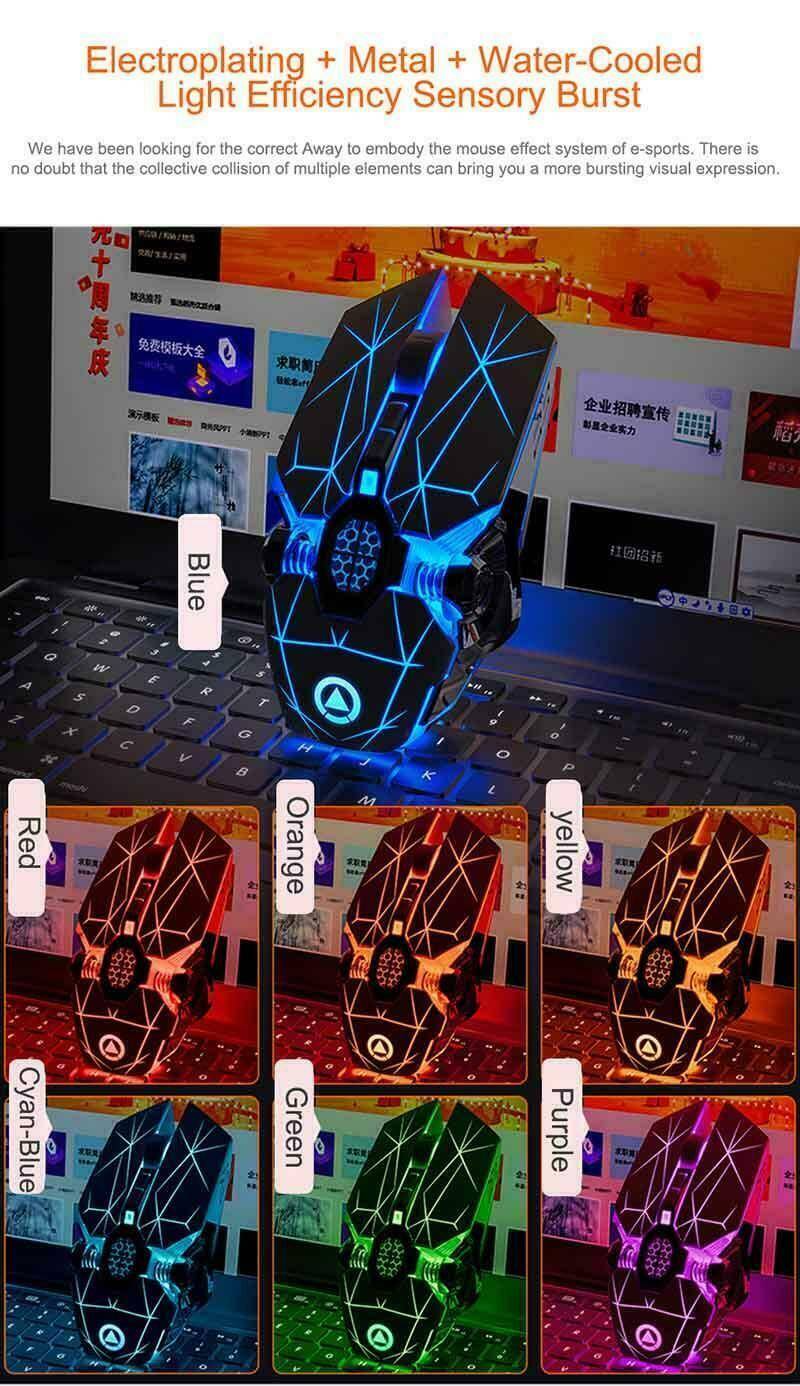 grossladen2019 Gaming Maus USB Kabellose Maus Gamer Maus Beleuchtet 7 Tasten Für PC Computer Blitzverkäufe