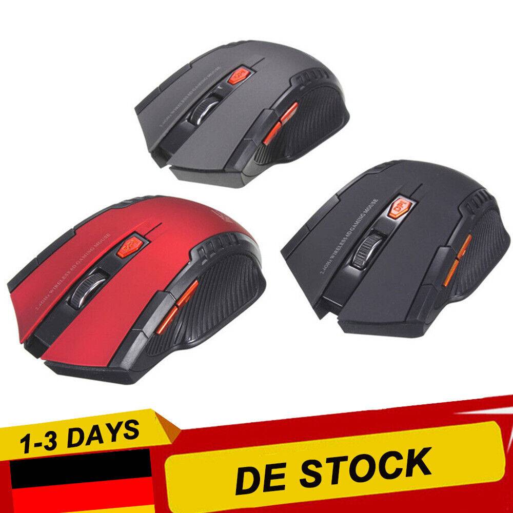 brenn542 Kabellose Maus, Gaming, kabellose Maus, USB, 2,4 GHz, für PC, Laptop Schwarz Rot