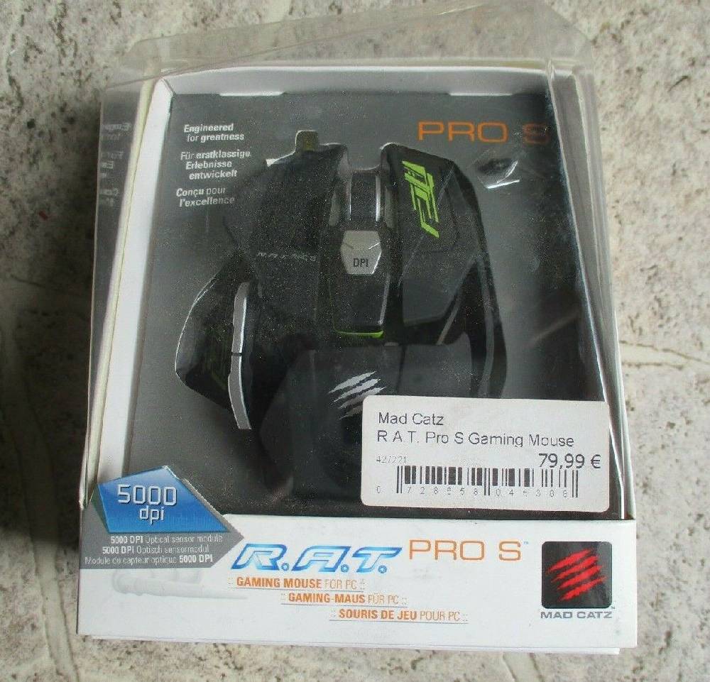 wolfsoft_gmbh Mad Catz R.A.T. PRO S RAT PC Gaming Maus Optischer Sensor 5000DPI schwarz grün