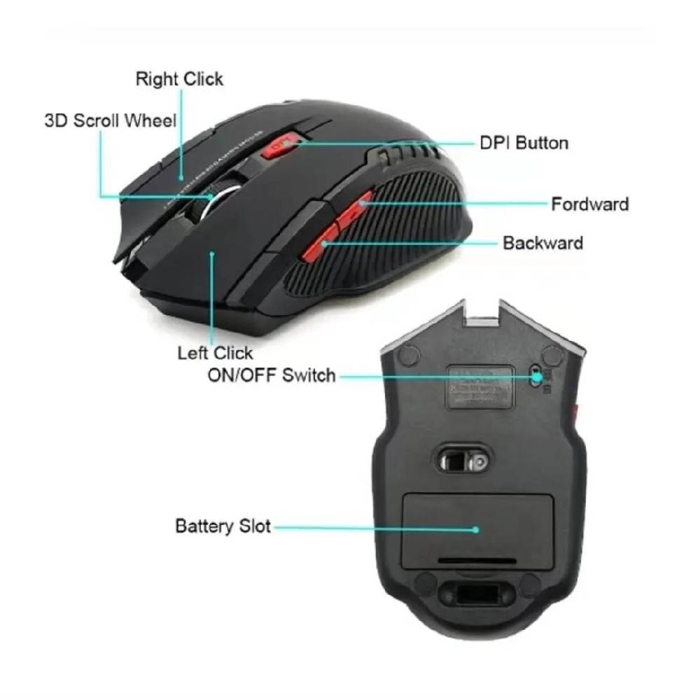 SMHPOT Computer Maus 6 Tasten PC kabellos USB Gaming Gamer LED RGB 1600dpi BLAU Neueste Mode