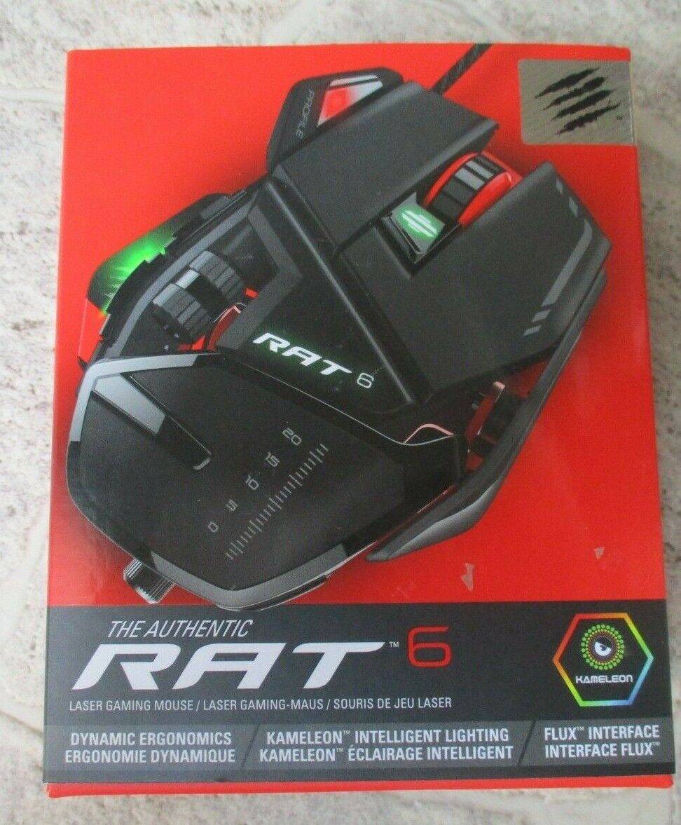 wolfsoft_gmbh MAD CATZ R.A.T. 6 RAT6 8200 DPI Optical Sensor Gaming LED Maus schwarz PC MAC
