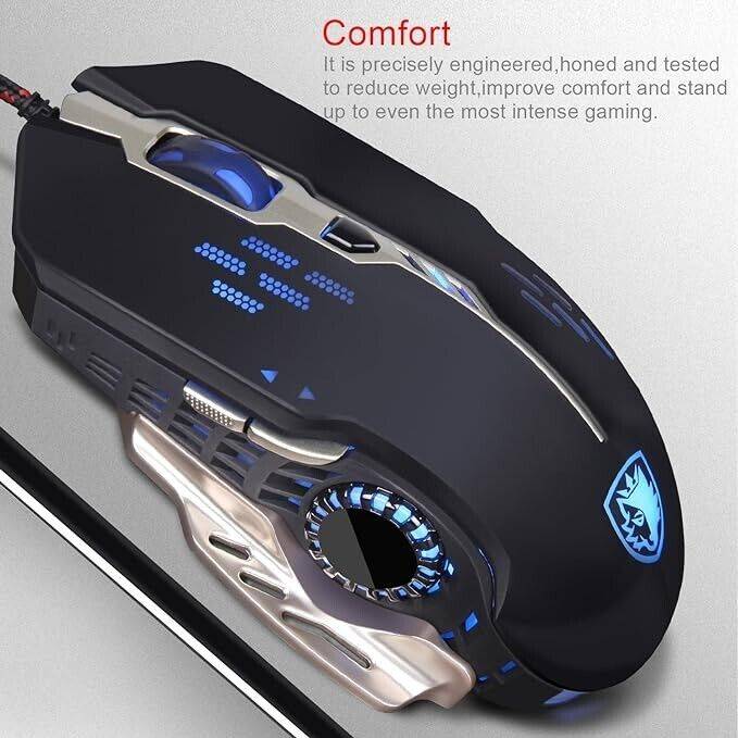 POS_ESHOP Sades Wired Gaming Maus mit LED Licht für Computer/Win/Mac/PC + gratis Mauspad VIP-Rabatte
