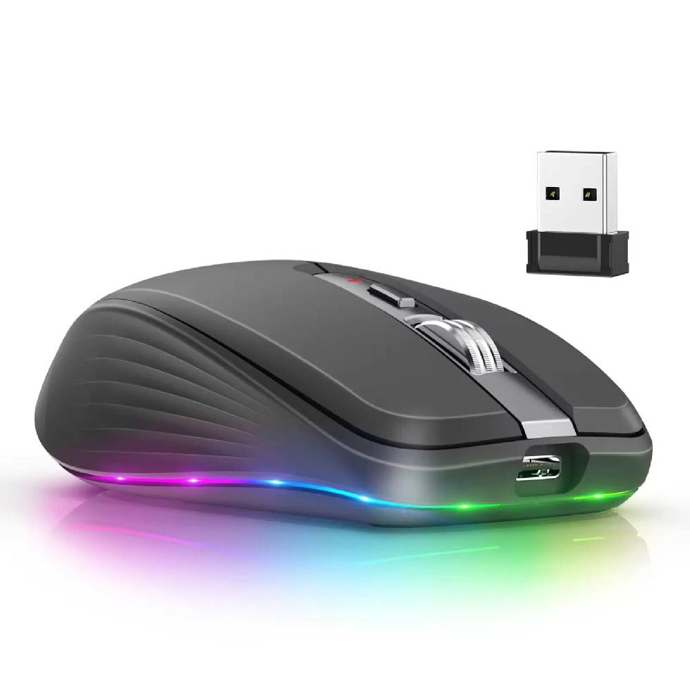 Mkhinini Gadgets-Shop 2400 DPI Maus USB Kabellos Funkmaus 2.4Ghz Aufladbar PC Laptop Bluetooth Maus