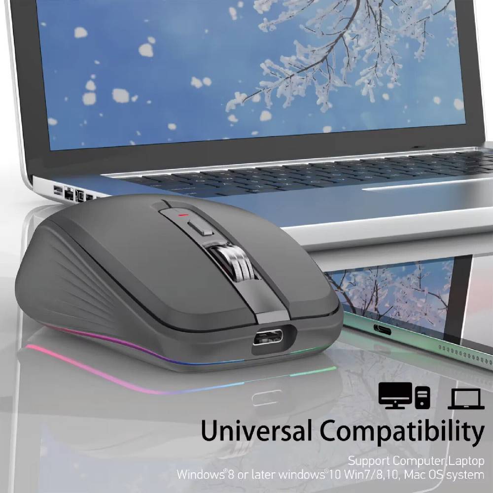 Mkhinini Gadgets-Shop 2400 DPI Maus USB Kabellos Funkmaus 2.4Ghz Aufladbar PC Laptop Bluetooth Maus Letzte 2 Tage