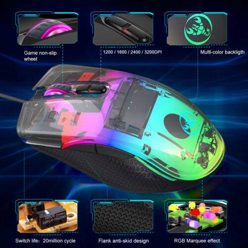 tworabbit Pc Maus Kabelgebunden Usb Kabel Computer Laptop Notebook Mouse 7 Tasten 3200 Dpi Bis zu 65% Rabatt