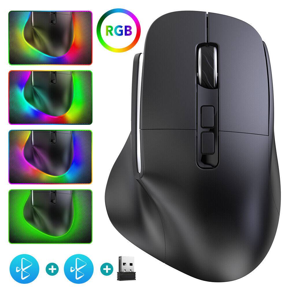 Tradedeseller_eu Computer Maus 6 Tasten PC Kabellose USB Gaming Gamer LED RGB 2400 DPI Tri-Mode