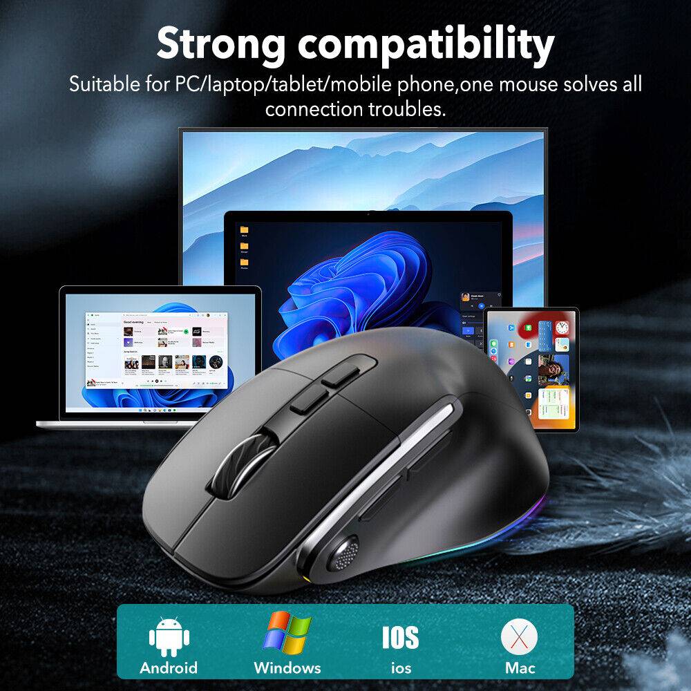 Tradedeseller_eu Computer Maus 6 Tasten PC Kabellose USB Gaming Gamer LED RGB 2400 DPI Tri-Mode Nur noch ein Tag übrig