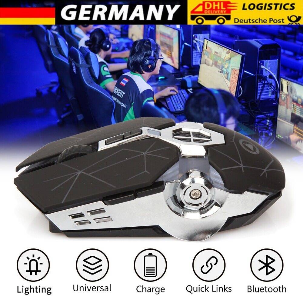 grossladen2019 LED USB Leise Maus Optische Maus Wireless Gaming Mous für PC Laptop Notebook DE