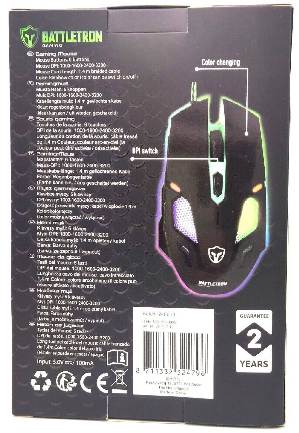 SlichShop Battletron Gaming Mouse LED PC Maus Switch 4 Stufen von 1000-3200 DPI Kabel 1,4m Blitzverkäufe