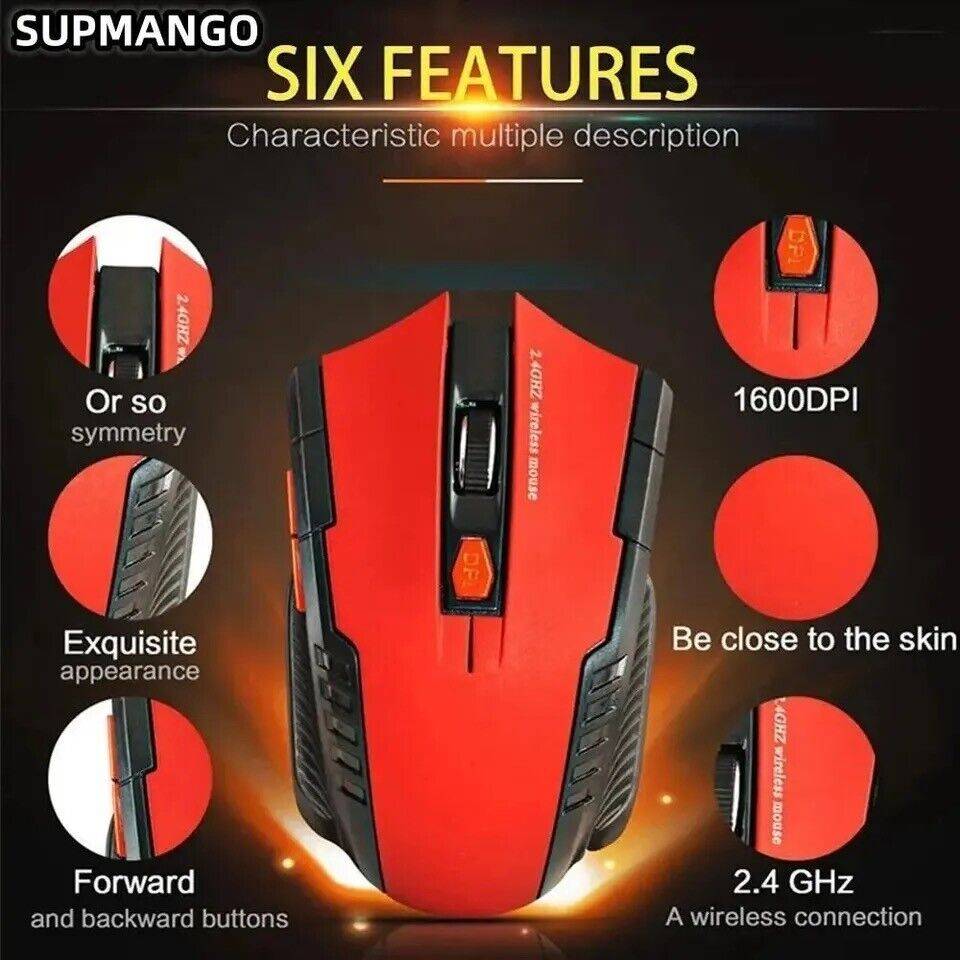 MNT-Shop Funk maus gaming kabellos USB für Pc, Laptop, Computer Wireless Mouse USB Limitierter Zeitrabatt