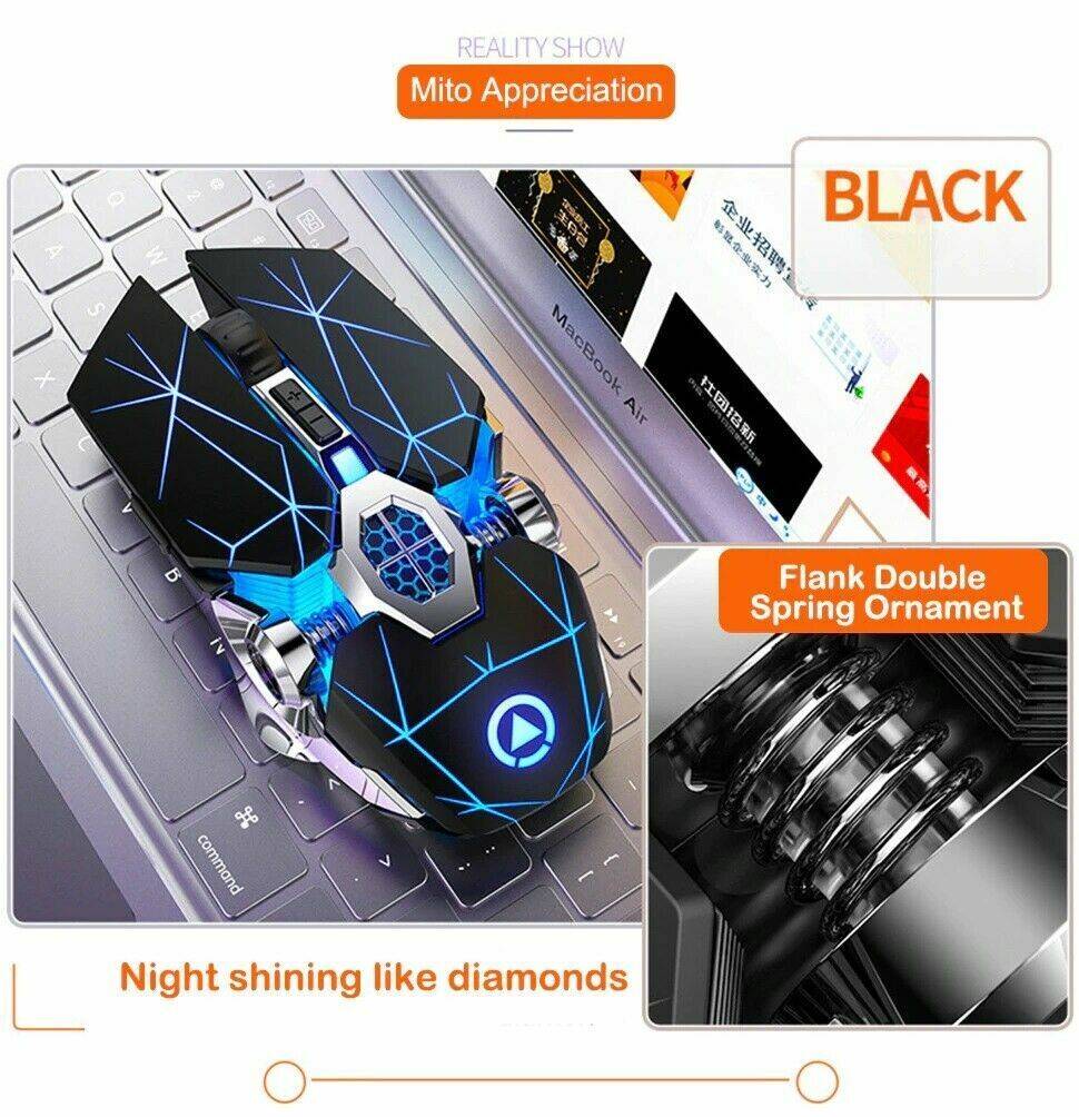grossladen2019 Gaming Maus USB Kabellose Maus Gamer Maus Beleuchtet 7 Tasten Für PC Computer Rabatt