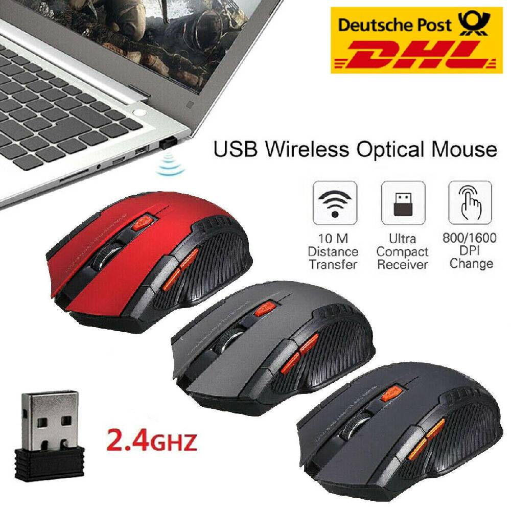 carlos-2016 2.4 GHz Wireless Maus Funk USB Kabellos PC Mouse Laptop Computer Notebook Gaming
