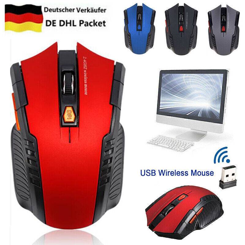 carlos-2016 PC Maus Kabellos USB Wireless Mouse Computer Notebook Laptop Funk 2.4Ghz neu