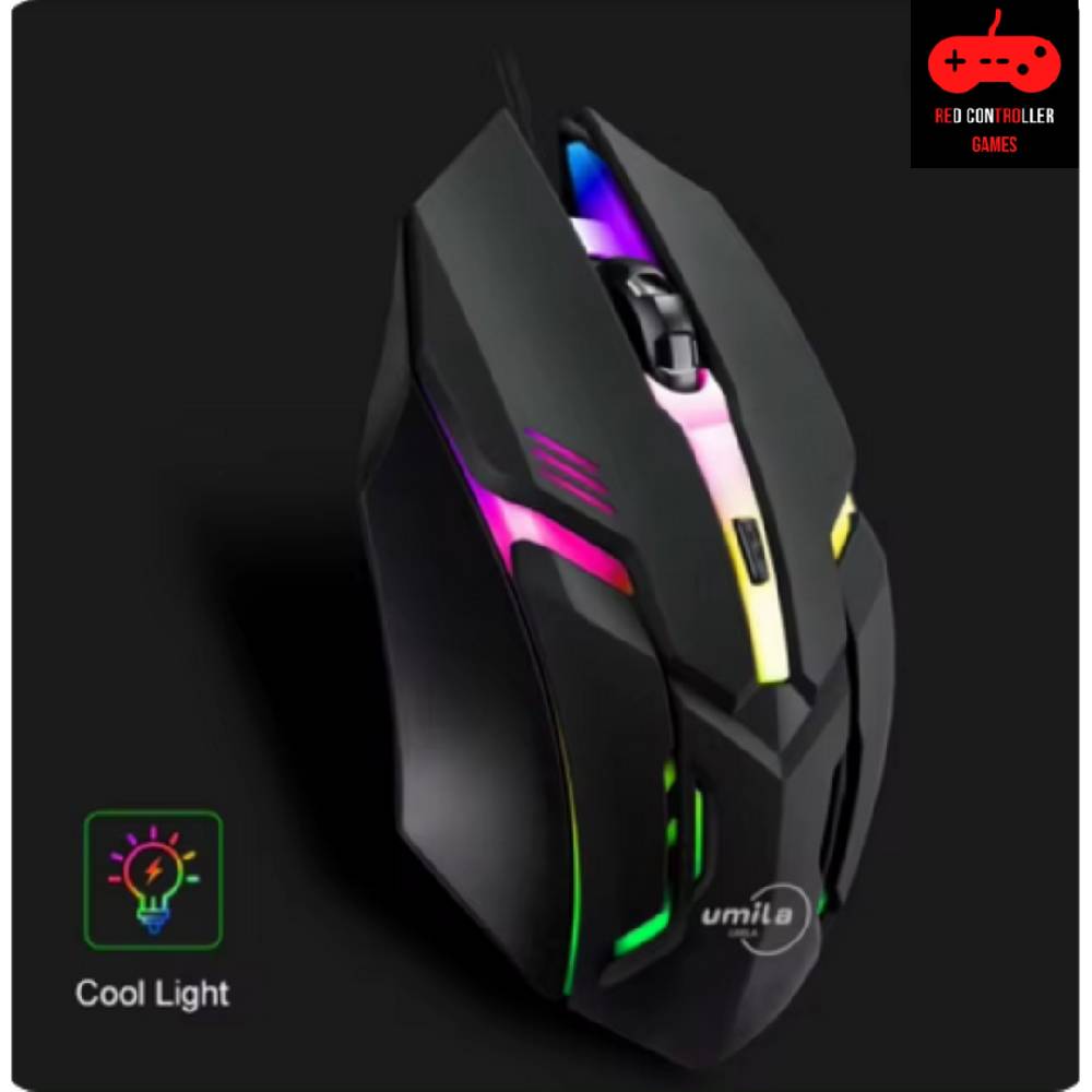Red-Controller-Games Computer Maus 4 Tasten PC kabelgebunden USB Gaming Gamer LED RGB 1600dpi schwarz