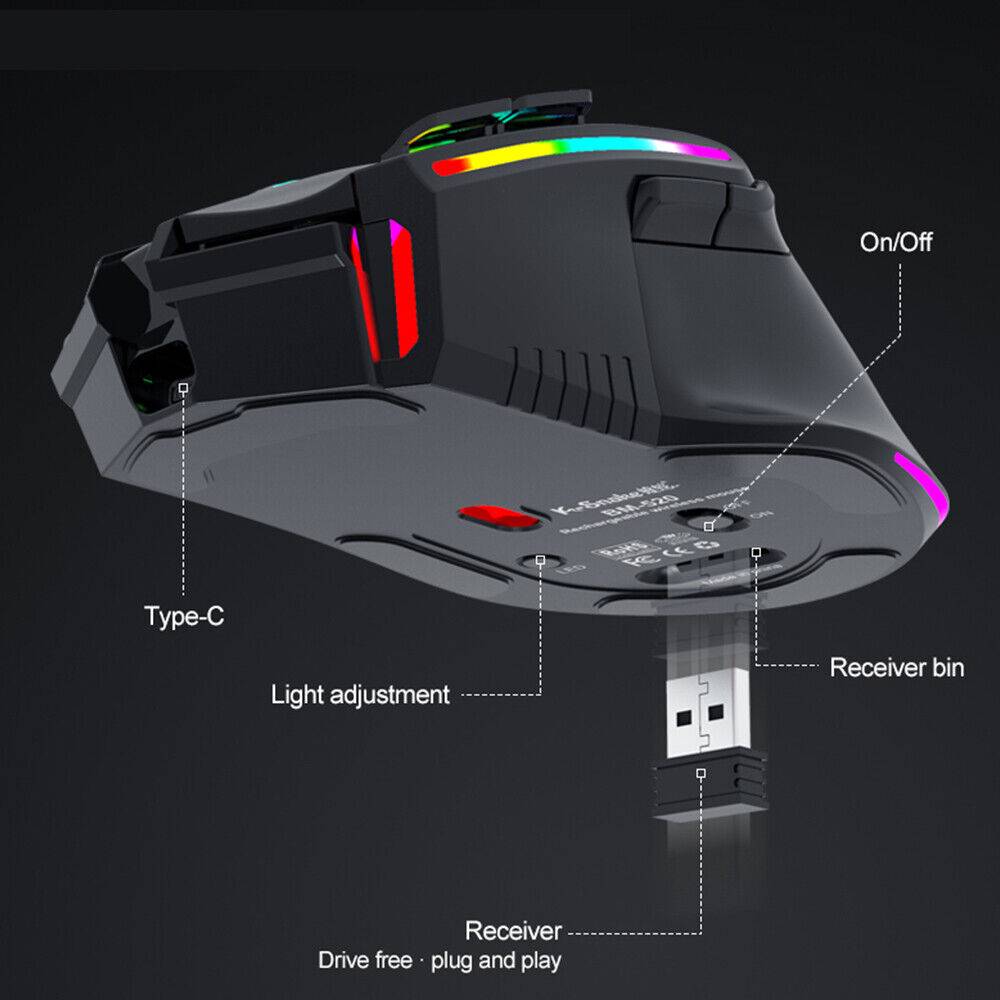 dollardog Kabellose Gaming Maus RGB Optische USB Gamer Mouse 3200DPI 10 Tasten PC Computer Exklusive Angebote