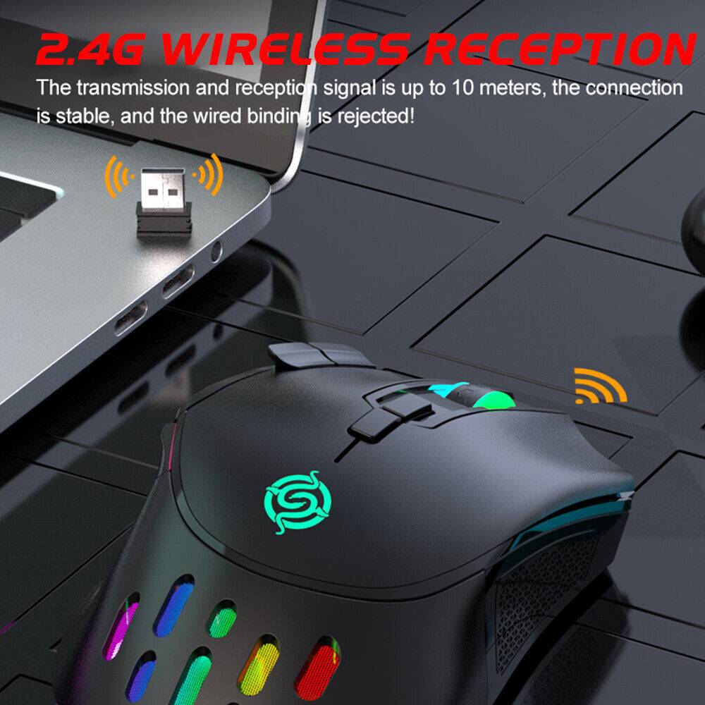 dollardog Kabellose Gaming Maus RGB Optische USB Gamer Mouse 3200DPI 10 Tasten PC Computer Exklusive Angebote