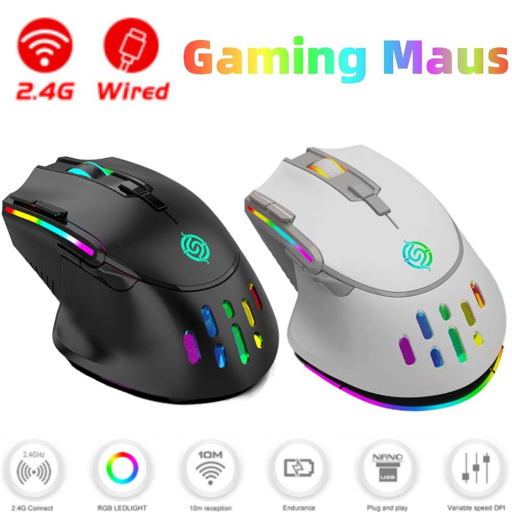 Egoods mall Gaming Maus LED USB Kabellose Farbwechsel Ergonomisch Optical Gamer Mouse PC
