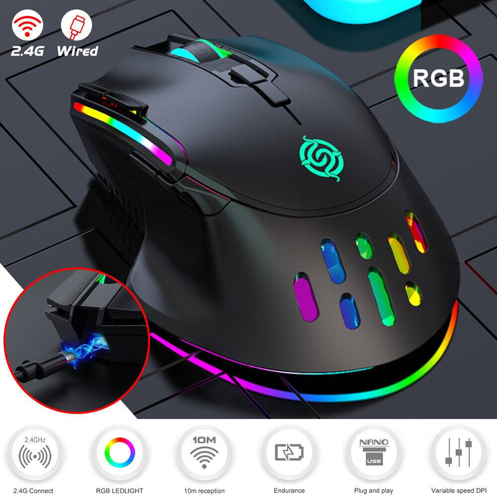 Egoods mall Gaming Maus LED USB Kabellose Farbwechsel Ergonomisch Optical Gamer Mouse PC Letzte 2 Tage