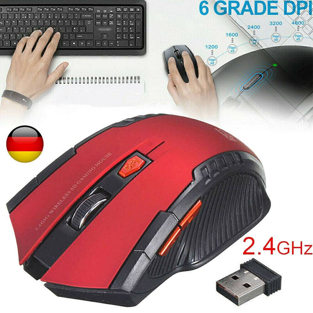 wowhopelive-eu 2.4G Kabellos Maus USB Empfänger für PC Notebook Mouse Laptop Funk 10m 1600DPI