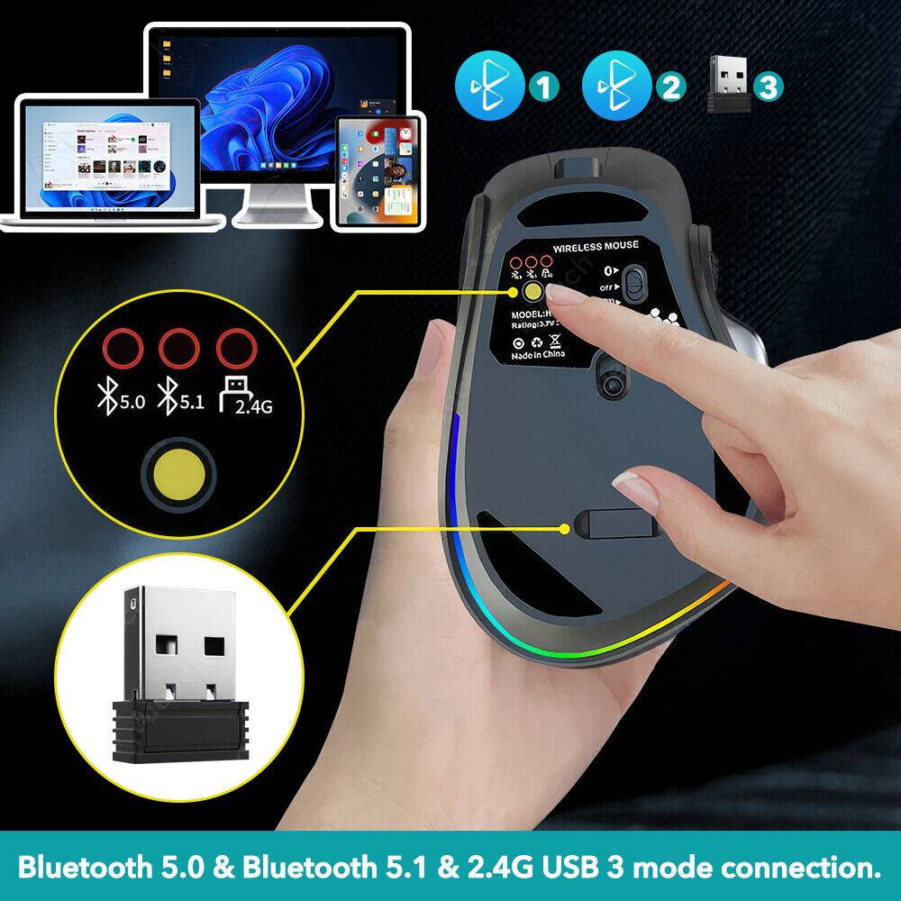 Topeleklivesom 2,4 G Bluetooth Maus Mouse Optisch 8-Tasten, max. 2400 DPI PC Laptop Funkmaus Blitzverkäufe