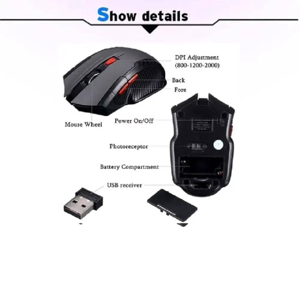 SMHPOT Computer Maus 6 Tasten PC kabellos USB Gaming Gamer LED RGB 1600dpi ROT Kostenloser Versand