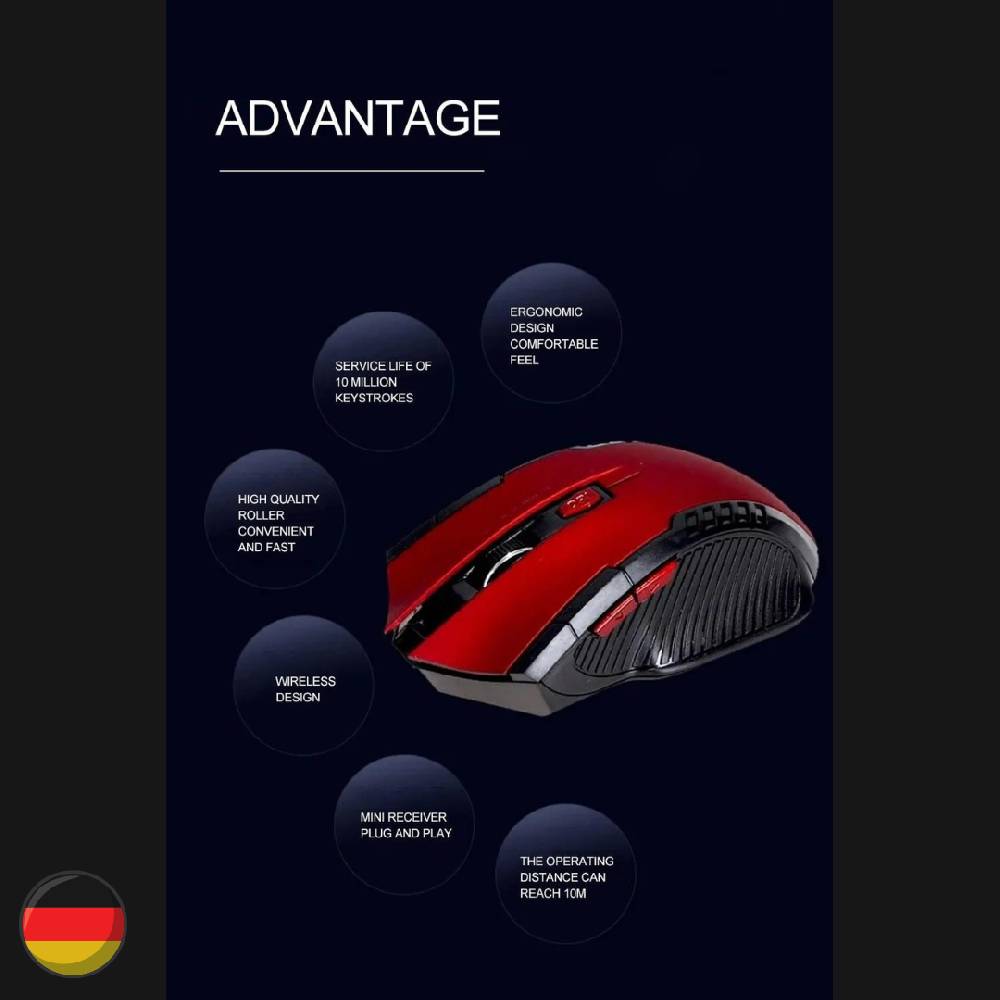 SMHPOT Computer Maus 6 Tasten PC kabellos USB Gaming Gamer LED RGB 1600dpi ROT Kostenloser Versand